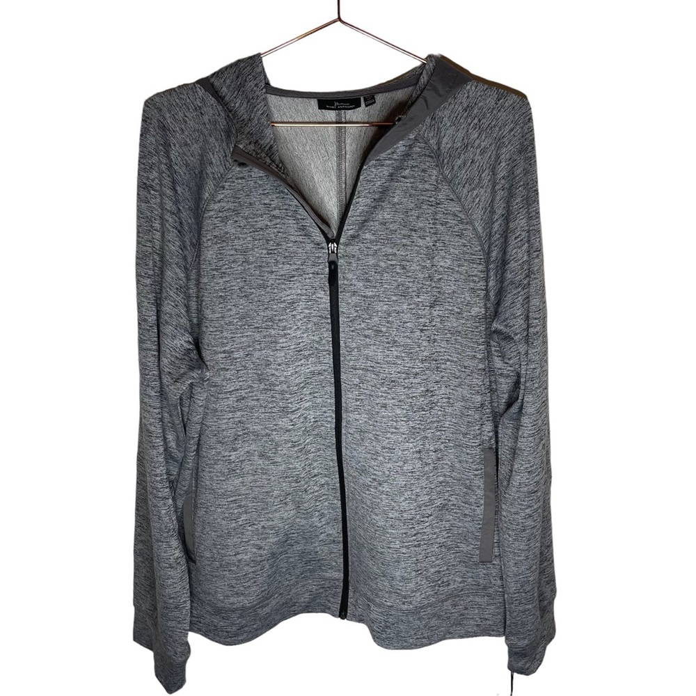 Marc Anthony Slim Fit Knit Lightweight Hooded Zipper Jacket Gray Black Zippered - Picture 2 of 13